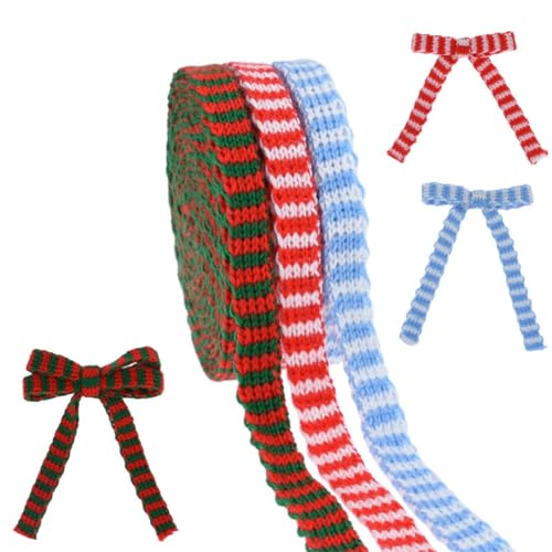 Band für Geschenkverpackungen, 3 m/Rolle, weihnachtliches Streifenband, gestreift, gewebtes Band, Bauernhaus-Streifenband, Bastelband, gestreiftes Band, gestreiftes Stoffband for Schleifenverpackung, von AthuAh