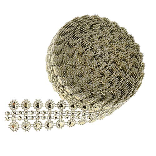 Band für Geschenkverpackungen, 5 Yards Sparkle Mesh Flower Strass Perlenband Hochzeitsdekoration Applikation Gold von AthuAh