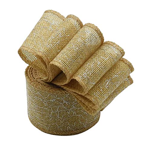 Band für Geschenkverpackungen, Juteband Natur 50 mm mit Netz Hochzeitsgeschenk Silber Band für Geschenkverpackungen, Juteband Natur 50 mm mit Netz Hochzeitsgeschenk Silber von AthuAh