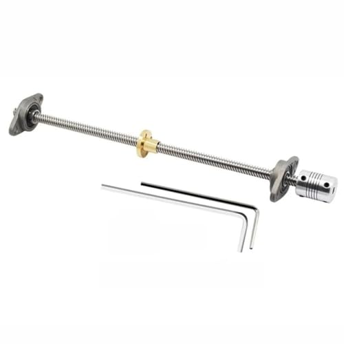 Leitspindel und Messingmutter, T8 Leitspindel 8mm Vertikal/Horizontal Kit KFL08 KP08 Lager for CNC 3D Drucker Teile,(1set Horizontal Kit,500mm) von AthuAh