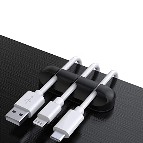 Atiyoo Kabelhalter-Clips mit 3 Löchern, schwarzes, selbstklebendes Kabelhalter-Drahtmanagementsystem für Desktop, Ladekabel-Management-Kits für Home Office Nightstand von Atiyoo