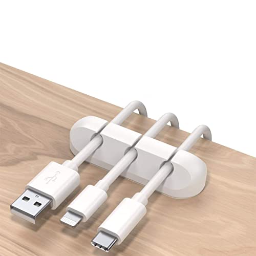 Atiyoo Kabelhalter-Clips mit 3 Löchern, weißes, selbstklebendes Kabelhalter-Drahtmanagementsystem für Desktop, Ladekabel-Management-Kits für Home-Office-Nachttisch von Atiyoo