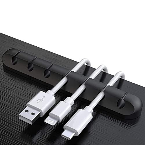 Atiyoo Kabelhalter-Clips mit 7 Löchern, schwarzes selbstklebendes Kabelhalter-Drahtmanagementsystem für Desktop, Ladekabel-Management-Kits für Home Office Nightstand von Atiyoo