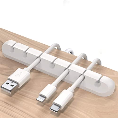 Atiyoo Kabelhalter-Clips mit 7 Löchern, weißes, selbstklebendes Kabelhalter-Drahtmanagementsystem für Desktop, Ladekabel-Management-Kits für Home Office Nightstand von Atiyoo