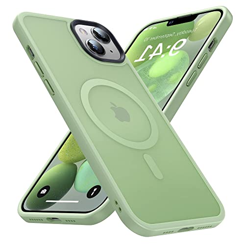 Atiyoo Magnetische Schutzhülle für iPhone 14 Plus, Kameraschutz, angenehmes Gefühl, ultradünn, stoßfest, Flüssigsilikon + PC Hard Case, Matcha Grün von Atiyoo