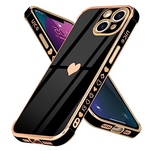 Atiyoo iPhone 13 Mini Hülle, weiche flüssige Silikonhülle mit goldenem Herzmuster, hybride stoßfeste und sturzsichere Silikonhülle, schlanke Silikon-Schutzhülle für iPhone 13 Mini von Atiyoo