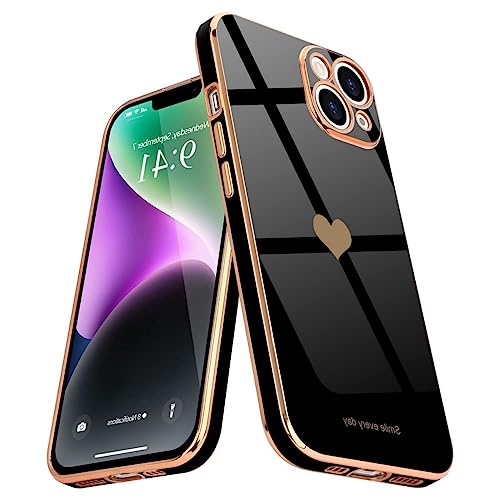 Atiyoo iPhone 14 Plus Hülle, weiche flüssige Silikonhülle mit goldenem Herzmuster, hybride stoßfeste und sturzsichere Silikonhülle, schlanke Silikon-Schutzhülle für iPhone 14 Plus von Atiyoo