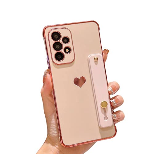 Handyhülle hülle für Samsung Handgelenk Strap Überzug Liebe Herz Handy Fall Für Samsung Stoßfest Zurück Abdeckung (Samsung A53(5G), Rosa) von Atlant Vital