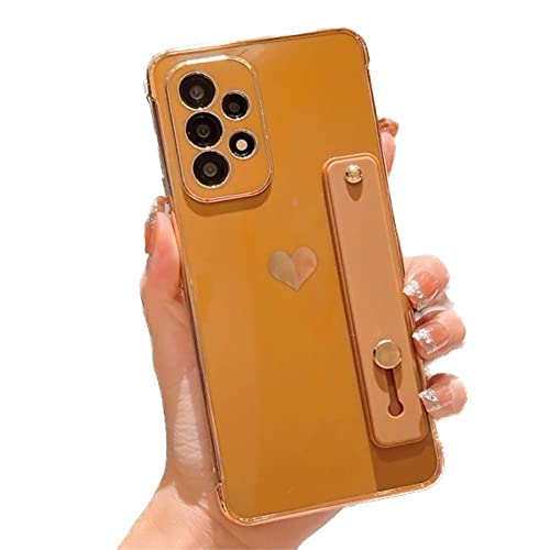 Handyhülle hülle für Samsung Handgelenk Strap Überzug Liebe Herz Handy Fall Für Samsung Stoßfest Zurück Abdeckung (Samsung S21FE, Braun) von Atlant Vital