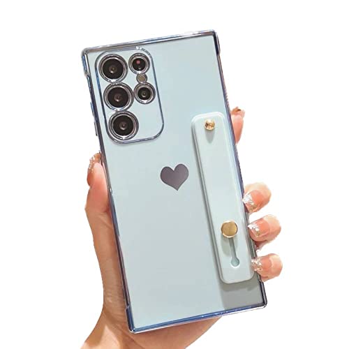 Handyhülle hülle für Samsung Handgelenk Strap Überzug Liebe Herz Handy Fall Für Samsung Stoßfest Zurück Abdeckung (Samsung s21 plus, HimmelBlau) von Atlant Vital
