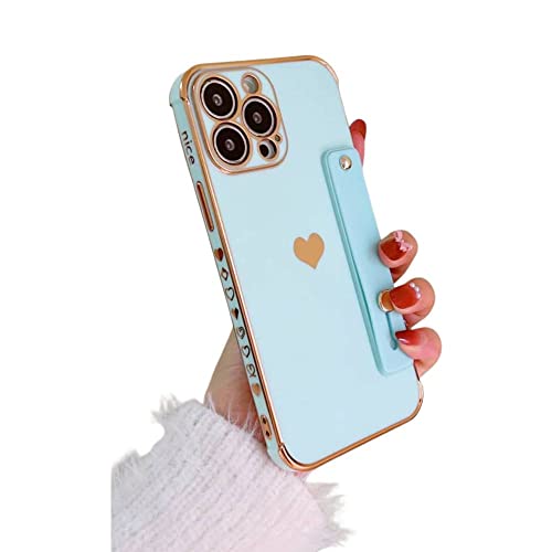 Handyhülle hülle für iPhone Handgelenk Strap Überzug Liebe Herz Handy Fall Für iPhone Stoßfest Zurück Abdeckung (iPhone 12 Pro Max, Hellgrün) von Atlant Vital