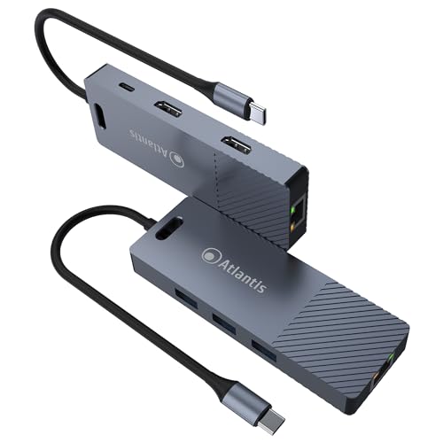 ATLANTIS A04-TC_DK48 Dockingstation DUAL Display USB C (Typ C) auf HDMI 4K, Duppia HDMI-Ausgang, Ethernet RJ45 Gigabit, 3 USB 3.0, 1 PD-85W Kabel 18 cm kompatibel mit Allen Notebooks. von Atlantis