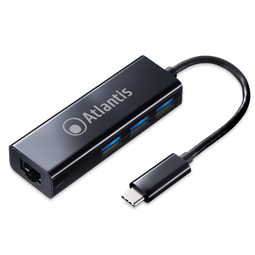 ATLANTIS Adapter A04-tc_LAN+hb von USB-Typ C zu LAN + USB-3.0 mit 3 Ports. von Atlantis