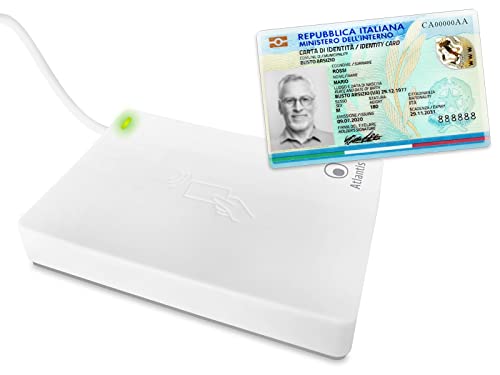 ATLANTIS CIE-Kartenleser 3.0, Italienischer elektronischer Ausweis, für INPS, Ag. Einnahmen, INAIL, Gesundheitsakte, ANPR kontaktloses Smartcard-Lesegerät für PC, USB-Anschluss, weiß, P005-CIED311 von Atlantis