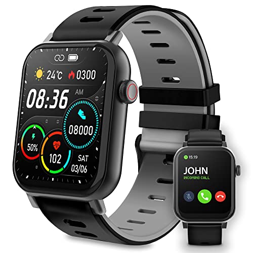 Atlantis SMARTIX Smartwatch Herren Damen Fitness Touchscreen 1,69 Zoll, Bluetooth-Anruffunktion, Herzfrequenzmesser, Sättigungsmesser (SPO2), Blutdruck, Activity Tracker, Schwarz, Normal von Atlantis