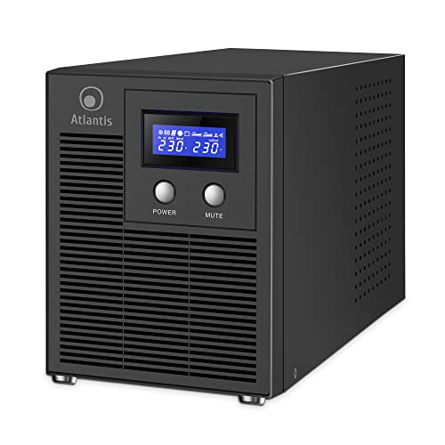 Atlantis A03-HP3003P Unterbrechungsfreie Sinuswelle 2000VA 1400W Line Interactive, LCD-Display, USB-HID-Anschluss, 6 IEC-Ausgänge, 2 12V-9Ah Akkus, RS232-Seriellanschluss, SNMP-Slot, Softwar von Atlantis