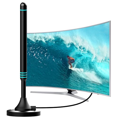 DVB-T2 Antenne Innen mit Magnetfuß – Digitale Zimmerantenne für DVB-T/DVB-T2, Kompatibel mit Smart TV und Receiver, Unterstützt 4K/1080p, 360° Empfang, 5 m Koaxialkabel DVB-T2 Antenne Innen mit Magnetfuß – Digitale Zimmerantenne für DVB-T/DVB-T2, Kompatibel mit Smart TV und Receiver, Unterstützt 4K/1080p, 360° Empfang, 5 m Koaxialkabel von AtomDream Tech