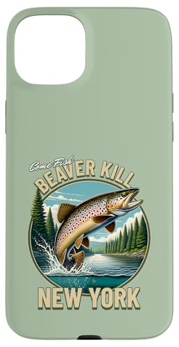 Biber Kill Fishing - Classic New York Forellengewässer Hülle für iPhone 15 Plus von Atomic Gorilla
