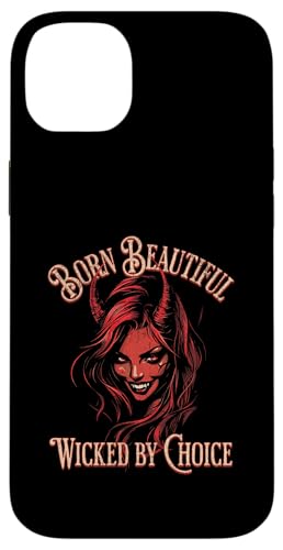 Born Beautiful, Wicked by Choice - Devilish Femme Power Hülle für iPhone 14 Plus von Atomic Gorilla