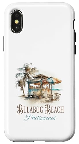 Bulabog Beach Tiki Bar Aquarell Design - Philippinen Hülle für iPhone X/XS von Atomic Gorilla
