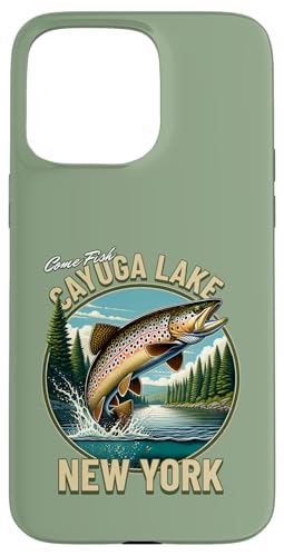 Cayuga See Forellenangeln - Upstate New York Cabin Style Hülle für iPhone 15 Pro Max von Atomic Gorilla