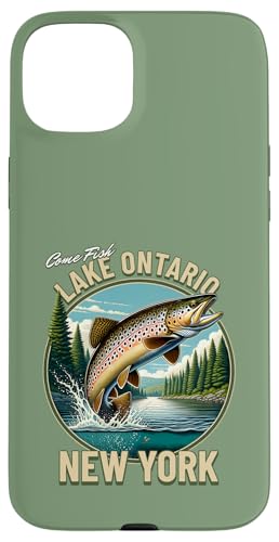 Lake Ontario Fishing - New York Brown Trout Art Hülle für iPhone 15 Plus von Atomic Gorilla