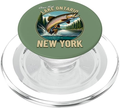 Lake Ontario Fishing - New York Brown Trout Art PopSockets PopGrip für MagSafe von Atomic Gorilla