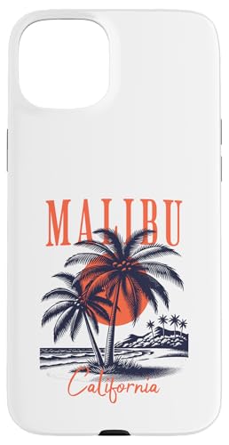 Malibu California Vintage Sonnenuntergang Palme Hülle für iPhone 15 Plus von Atomic Gorilla