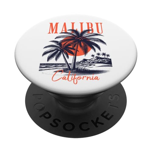 Malibu California Vintage Sonnenuntergang Palme PopSockets Klebender PopGrip von Atomic Gorilla