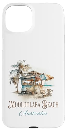 Mooloolaba Beach Tiki Bar Aquarell Design - Australien Hülle für iPhone 15 Plus von Atomic Gorilla
