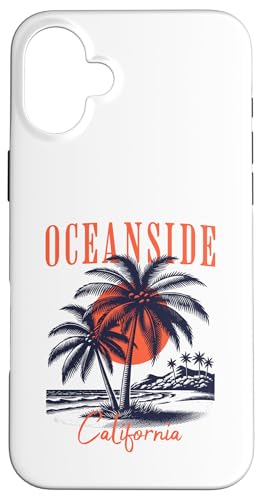 Oceanside California Retro Beach Sunset Palm Hülle für iPhone 16 Plus von Atomic Gorilla