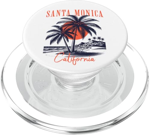 Santa Monica California Retro Palme Sonnenuntergang PopSockets PopGrip für MagSafe von Atomic Gorilla