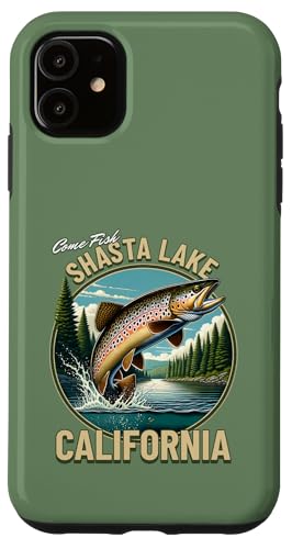 Shasta Lake Fishing - California Wilderness Forelle Hülle für iPhone 11 von Atomic Gorilla