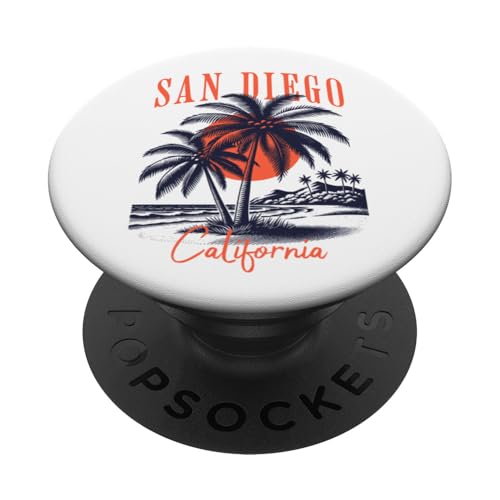 Vintage San Diego Palme Sonnenuntergang Strand Kalifornien PopSockets Klebender PopGrip von Atomic Gorilla