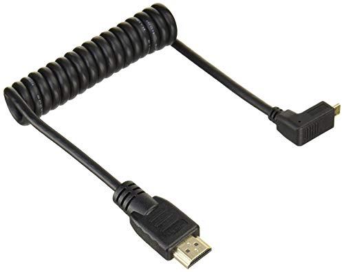 Atomos ATOMCAB007 Rechtwinkel HDMI Spiralkabel (Micro HDMI auf Full HDMI), schwarz von Atomos