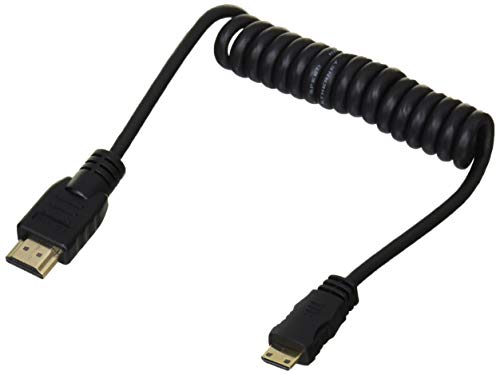 Atomos ATOMCAB008 HDMI Spiralkabel (Mini HDMI auf Full HDMI), schwarz, einheitsgröße von Atomos