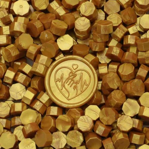 300 Stück Siegelwachs, Siegelwachs Perlen achteckiges Wachssiegel-Set für Einladungen, Karten, Umschläge, Weinpakete, Geschenkverpackungen (Gold) von Atopbb