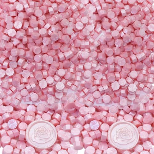 Versiegelung Wachs Perlen Perlrosa Wachs Siegel Perlen, 600Pcs Wachs SiegelBeads für Wachs Siegel Stempel, Wachs Seal Perlen Kit Perfekt für Hochzeitseinladungen (Perlrosa) von Atopbb