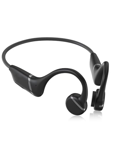 Knochenleitungskopfhörer Bluetooth 5.3 Knochenleitungsohrhörer IPX5 Wasserdichte Kopfhörer Kopfhörer zum Laufen Klettern Knochenkopfhörer Aufladbare 9H Akkulaufzeit mit 32GB Speicher Schwarz (Schwarz) von Atopskins