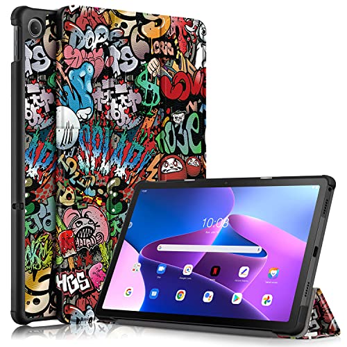 Atrfeel Hülle für Lenovo Tab M10 Plus 3rd Gen 10.6 2022 TB-125F/TB-128F,Ultra Dünn Leicht Leder Tasche Schutzhülle Verstellbar Multi-Winkel Faltbar Ständer Schlank Klapphülle Abdeckung,Graffiti von Atrfeel