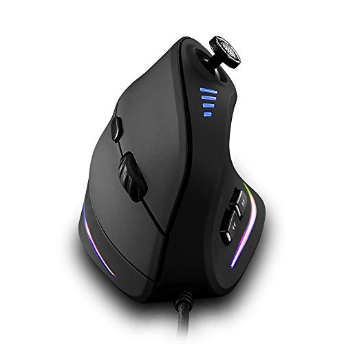 Vertikale Maus, Ergonomische USB Wired Vertikale Maus mit [5D Rocker] [10000 DPI] [11 Programmierbare Tasten], RGB Gaming Maus für Gamer/PC/Laptop/Computer von Attoe