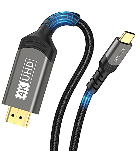 Atvoiti USB C auf HDMI Kabel 4K, USB Typ-C auf 4K HDMI Geflochtenes Kabel [Thunderbolt 3/4 Kompatibel] für MacBook Pro/Air, Pad Pro, Dell XPS, Galaxy S20 S10+ und Mehr (2M) von Atvoiti