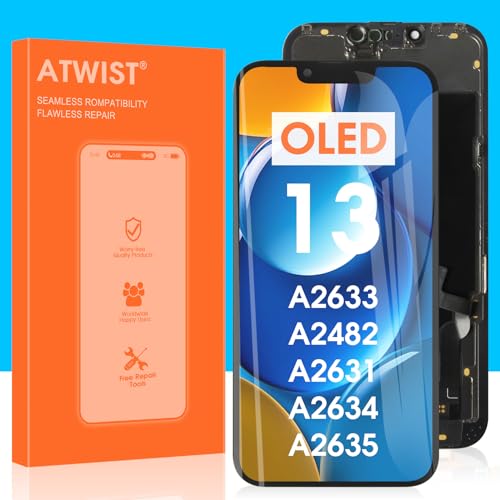 OLED Bildschirm Ersatz für iPhone 13 Display - für iPhone 13 LCD Digitalisierer Touch Screen 6.1 Zoll LCD A2633 A2482 A2631 A2634 A2635 Glas Pannello Full Montage Reparatur Set (Schwarz) von Atwist