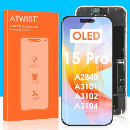 OLED LCD für iPhone 15 Pro Bildschirm Ersatz - für iPhone 15Pro LCD Display Touchscreen Digitalisierer Glas Pannello Montage Reparatur Set A2848 A3101 A3102 A3104 OLED LCD für iPhone 15 Pro Bildschirm Ersatz - für iPhone 15Pro LCD Display Touchscreen Digitalisierer Glas Pannello Montage Reparatur Set A2848 A3101 A3102 A3104 von Atwist