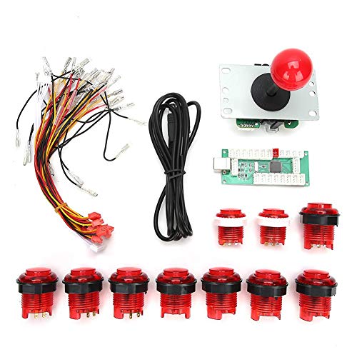 Arcade Spiele DIY Teile Kit, PC Game Controller DIY Kit Spiel Rocker Set Spiel Joystick Kit Kampfspiel Zubehör Licht[rot] Controller & Gamepads von Atyhao