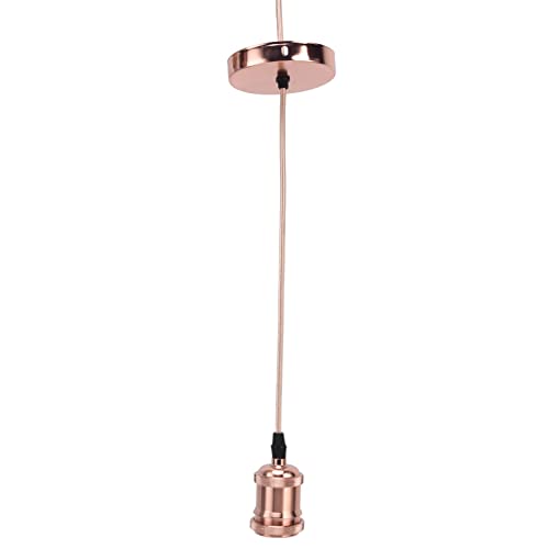 Atyhao EU 100‑240 V Stecker, Hnge- & Pendelleuchten Deckenbeleuchtung Lampenfassung 1 m geflochtene Deckenleuchte aus Aluminium mit Kabel für Schlafzimmer(Roségold) von Atyhao
