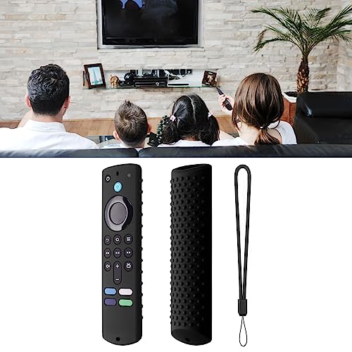 Fernbedienung Abdeckung für Fire TV Stick, Fire TV Stick Schutz, Leicht Gewicht und Anti Slip Fernbedienung Silikon Hülle mit Halter und Armband (Schwarzes Set) von Atyhao