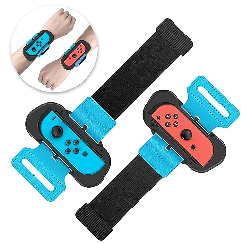 Armbänder für Just Dance 2025 2024 2023 2022 2021 für Zumba Burn It Up - Verstellbarer Elastischer Armband für Nintendo Switch/Switch OLED Tanzspiele, 2 Stück Bänder für Erwachsene Kinder (Schwarz) von Auarte