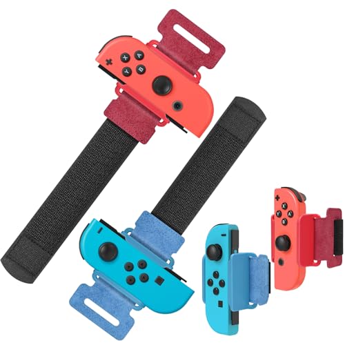 Armbänder für Just Dance 2024 2023 2022 für Zumba Burn It Up, Verstellbarer Armbänder für Nintendo Switch/Switch OLED Dance, 2 Stück Armband Kompatibel mit Joy-con für Erwachsene Kinder (Rot & Blau) von Auarte