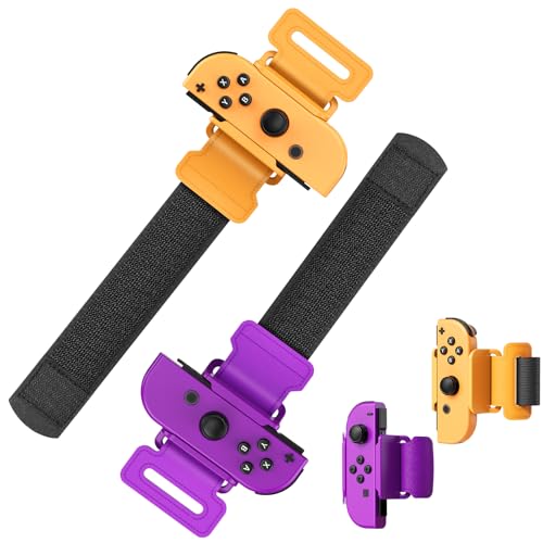 Auarte Armbänder für Just Dance 2025 2024 2023 2022 für Zumba Burn It Up, Verstellbarer Armbänder für Nintendo Switch/Switch OLED Dance, 2 Stück Armband für Erwachsene Kinder (Lila & Orange) von Auarte